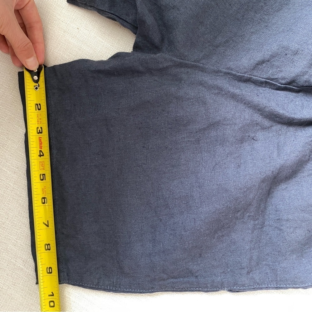 notPERFECTLINEN Dark Gray Blue 6” High Rise Linen Shorts - Picture 10 of 12